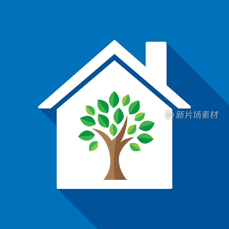 House Tree Icon Flat